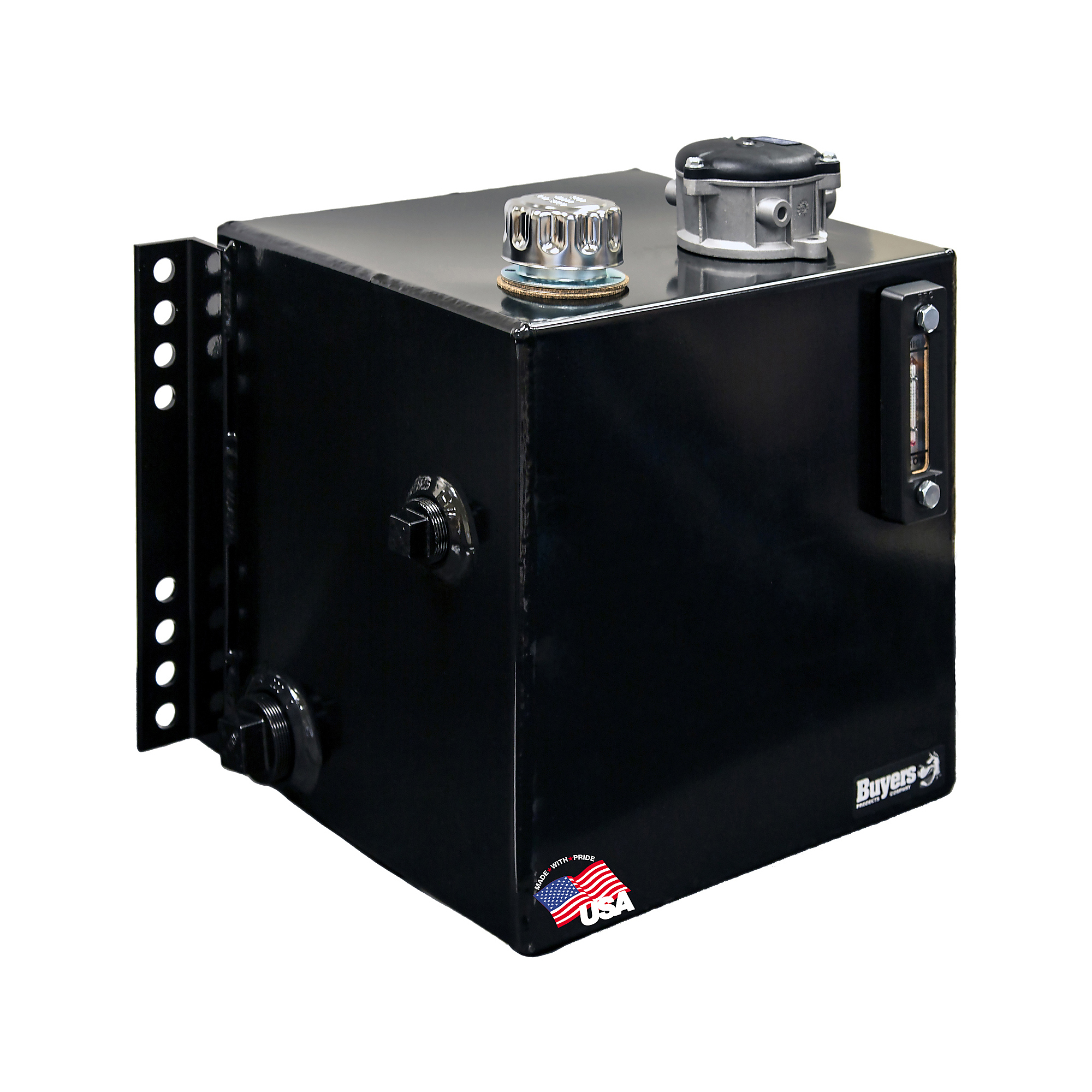 Buyers Products, 15 Gallon Side Mount Steel Reservoir with 10 Micron Filter, Capacity 15 Gal, Suction Port Size 2 in, Return Port Size Multiple in, Model# SMR15SF10